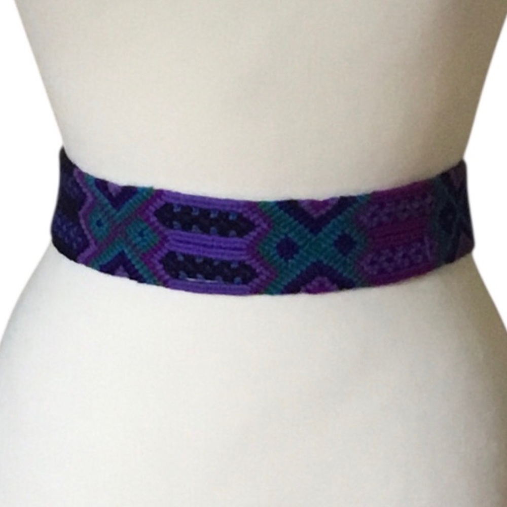 Vintage Crochet Macrame Colorful Belt